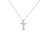 14k White Gold .20ct G VS2 Round Diamond Mini Cross Pendant